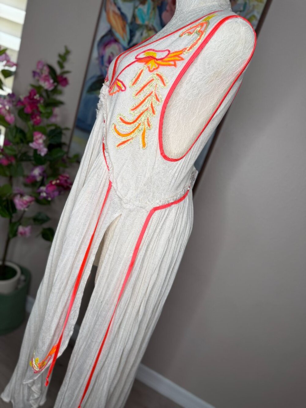 Free People All A Bloom Maxi Dress Neon Pop Combo M NWT - Picture 3 of 5